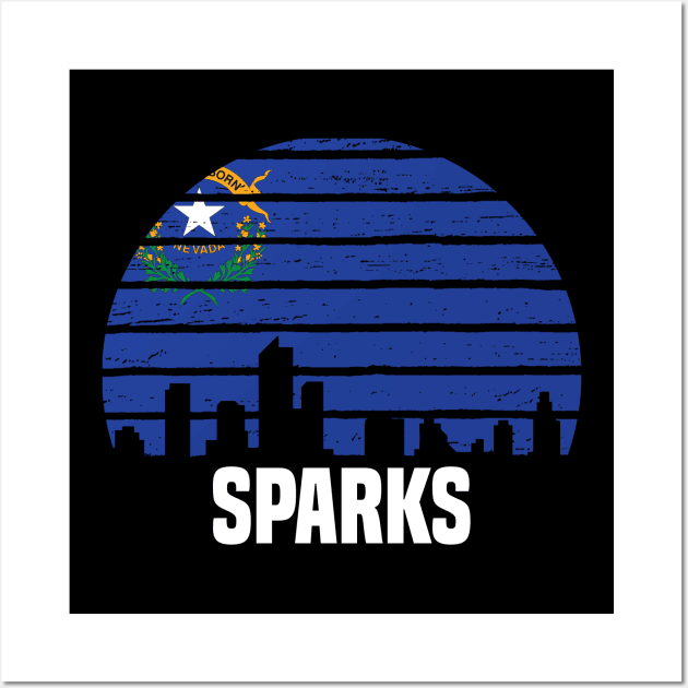 Sparks Nevada NV Group City Silhouette Flag Gift Wall Art by jkshirts